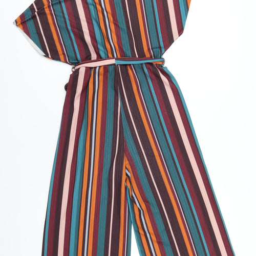 New Look Womens Multicoloured Striped Polyester Jumpsuit One-Piece Size 6 L20 in Pullover