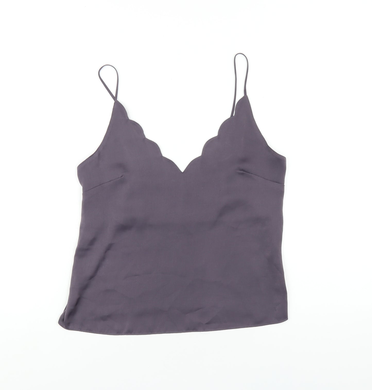 Topshop Womens Grey Polyester Camisole T-Shirt Size 6 V-Neck