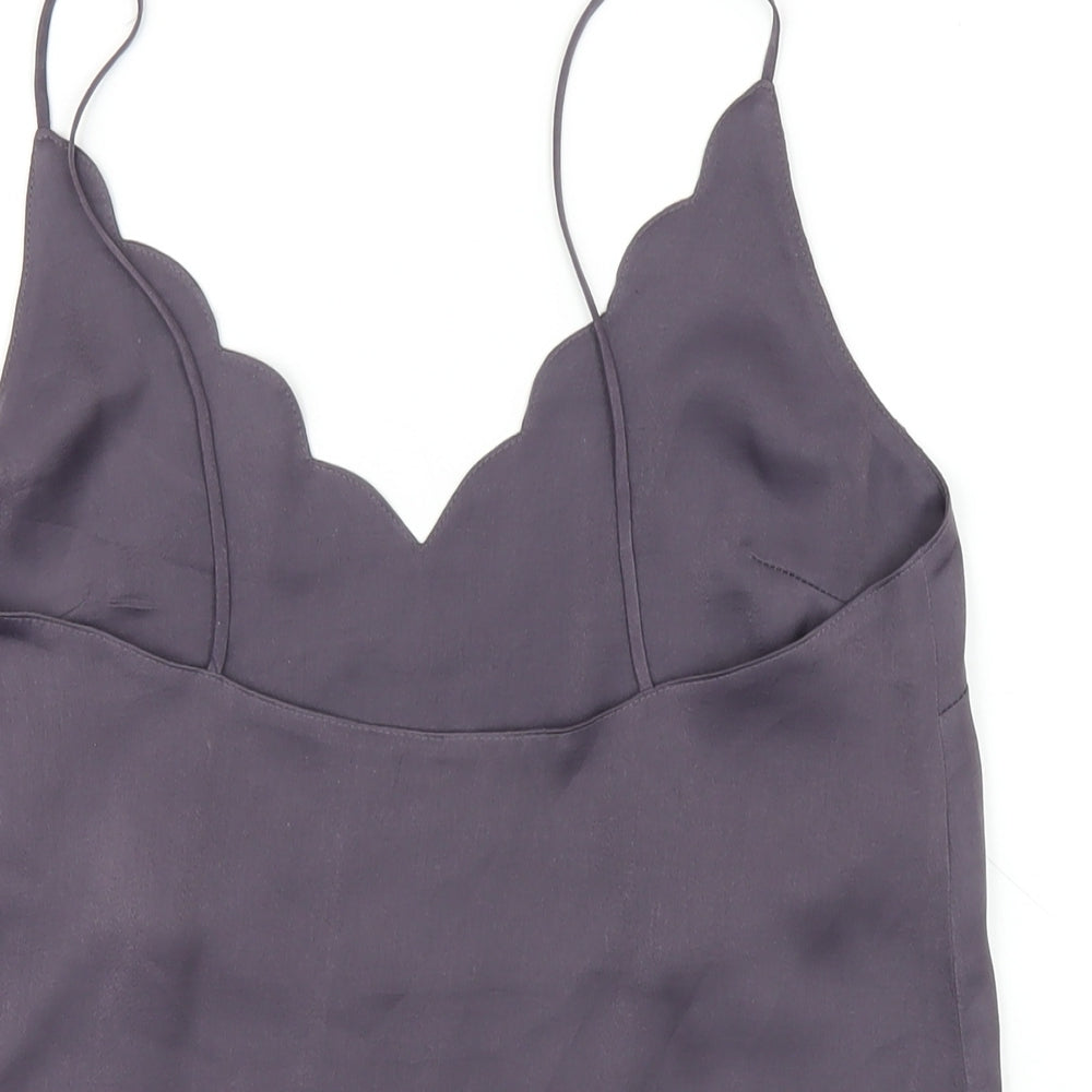 Topshop Womens Grey Polyester Camisole T-Shirt Size 6 V-Neck