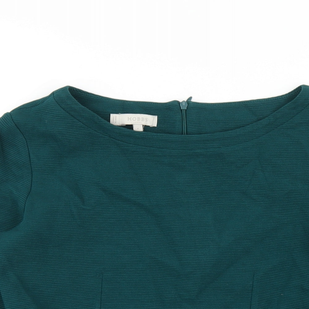 Hobbs Womens Green Cotton Basic T-Shirt Size S Round Neck