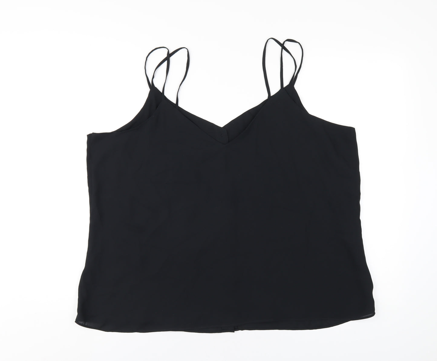 Marks and Spencer Womens Black Polyester Camisole T-Shirt Size 20 V-Neck