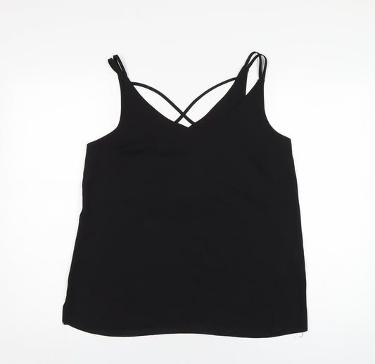 Dorothy Perkins Womens Black Polyester Camisole T-Shirt Size 12 V-Neck