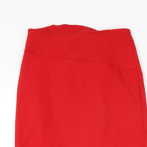 ASOS Womens Red Viscose Straight & Pencil Skirt Size 4 Zip