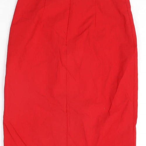 ASOS Womens Red Viscose Straight & Pencil Skirt Size 4 Zip