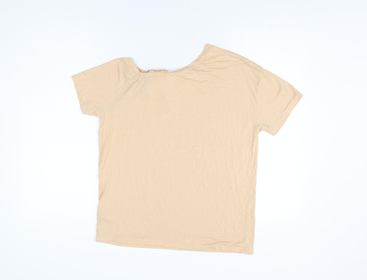 River Island Girls Beige Viscose Basic T-Shirt Size 11-12 Years Round Neck Pullover