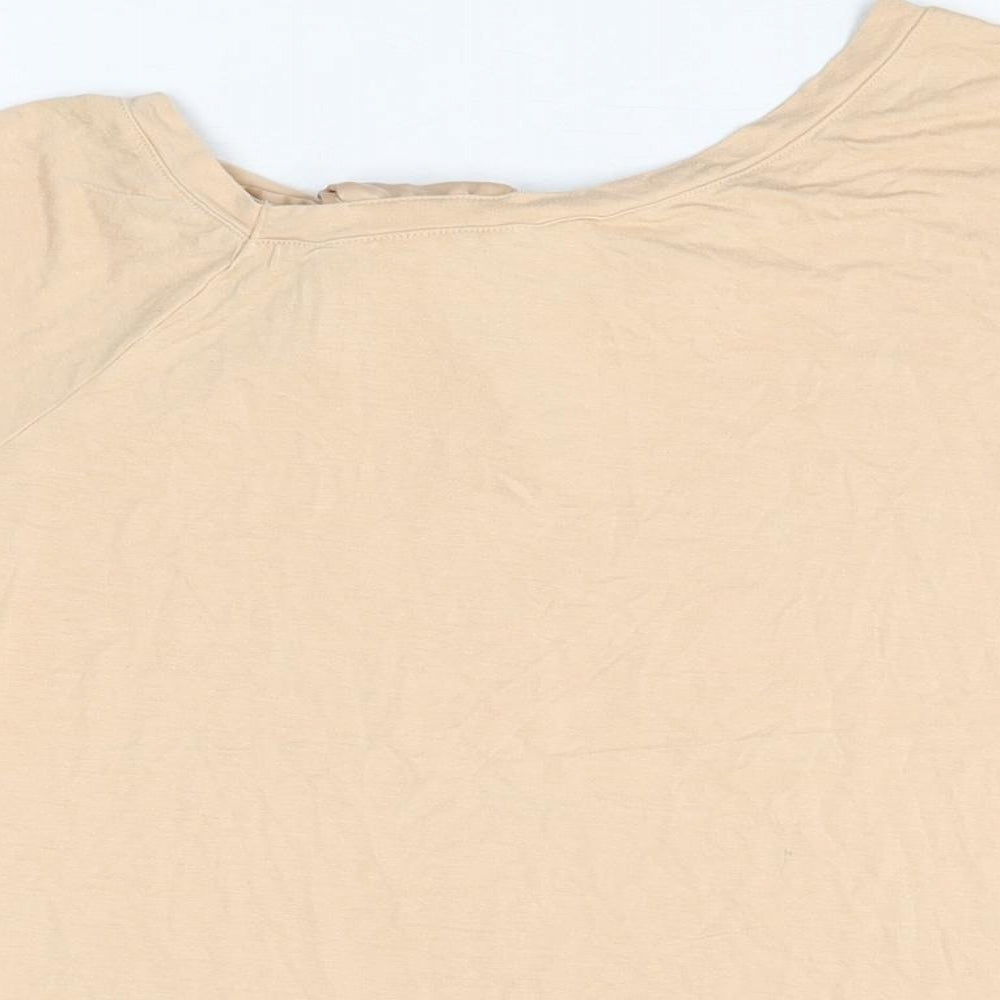 River Island Girls Beige Viscose Basic T-Shirt Size 11-12 Years Round Neck Pullover