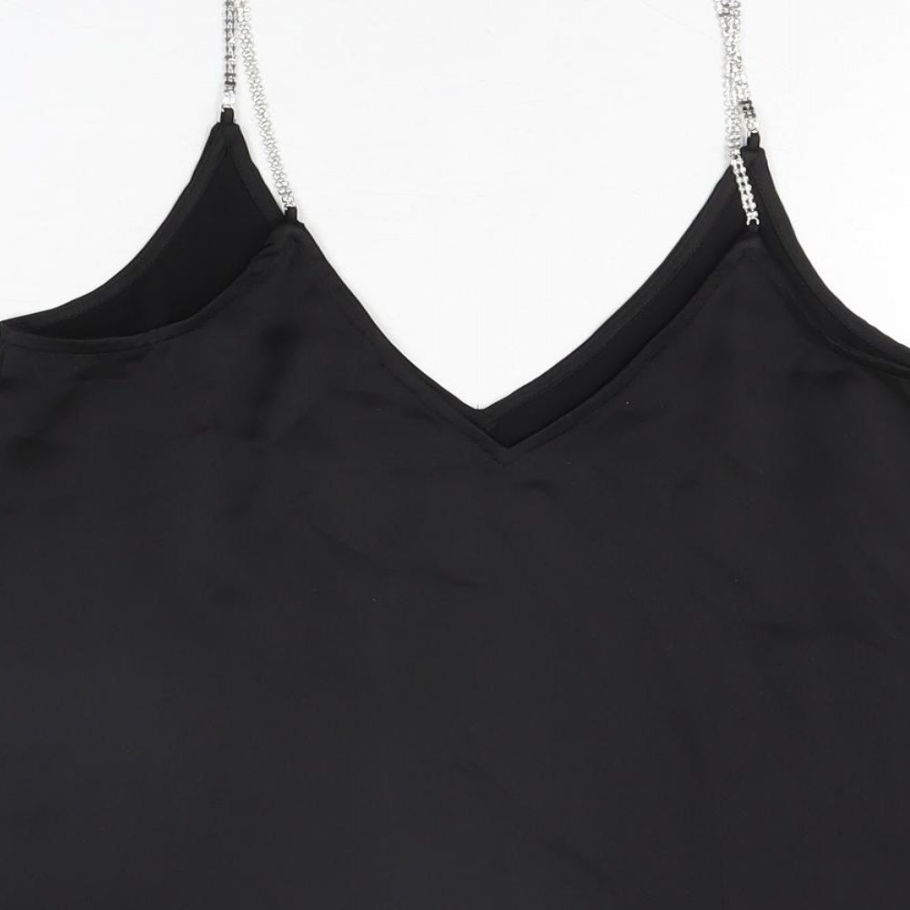 H&M Womens Black Polyester Camisole T-Shirt Size XS V-Neck