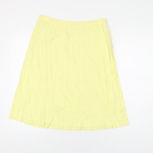 Monsoon Womens Yellow Floral Cotton Swing Skirt Size 12 Zip