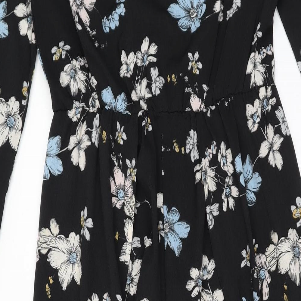 Misstruth Womens Black Floral Polyester Playsuit One-Piece Size 6 L3 in Zip