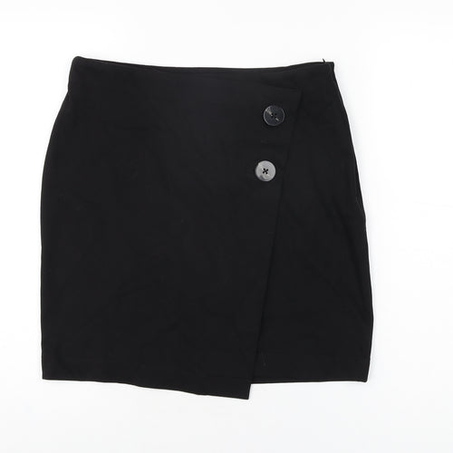 NEXT Womens Black Cotton Mini Skirt Size 12 Zip