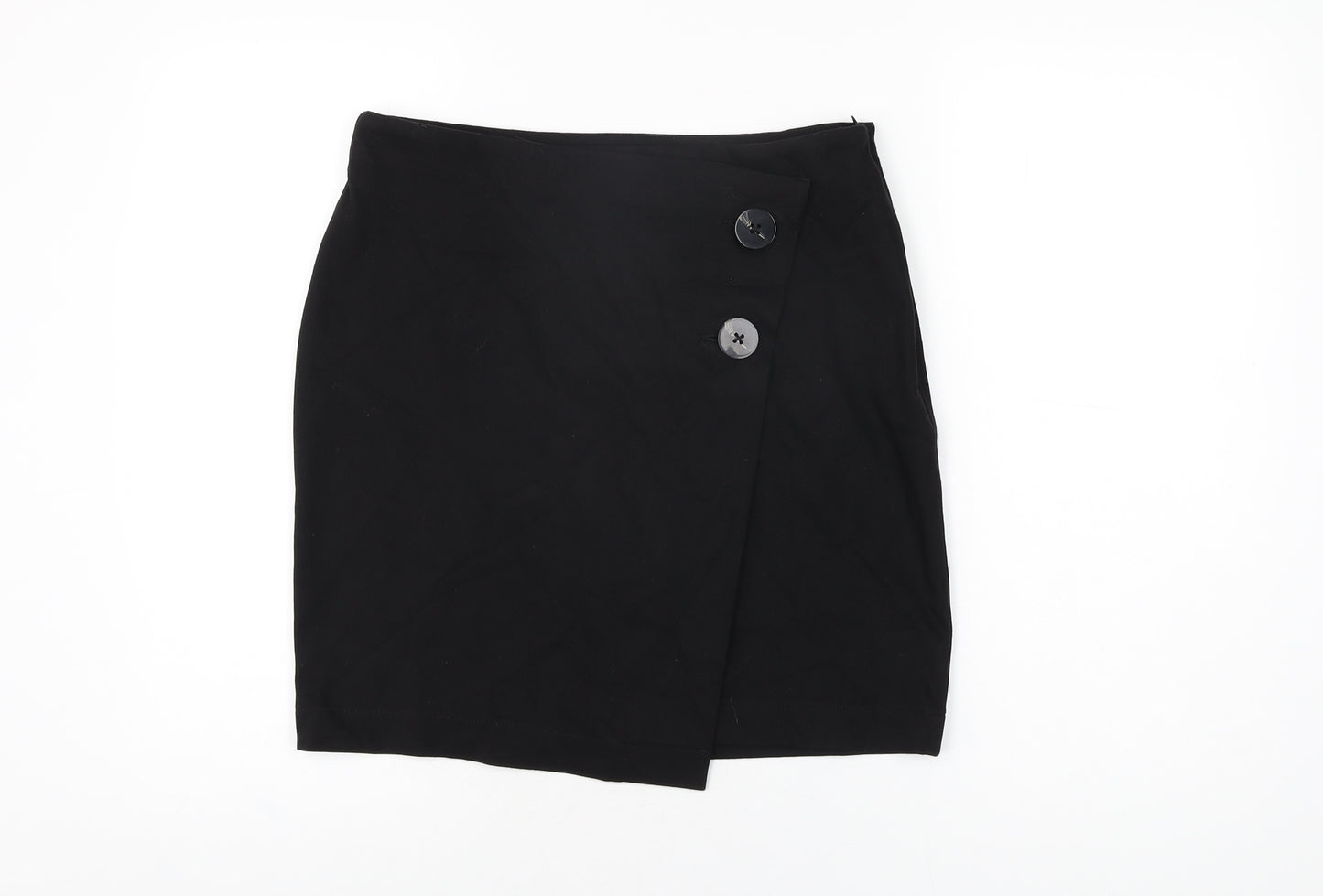 NEXT Womens Black Cotton Mini Skirt Size 12 Zip