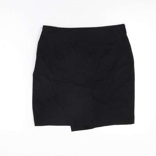 NEXT Womens Black Cotton Mini Skirt Size 12 Zip