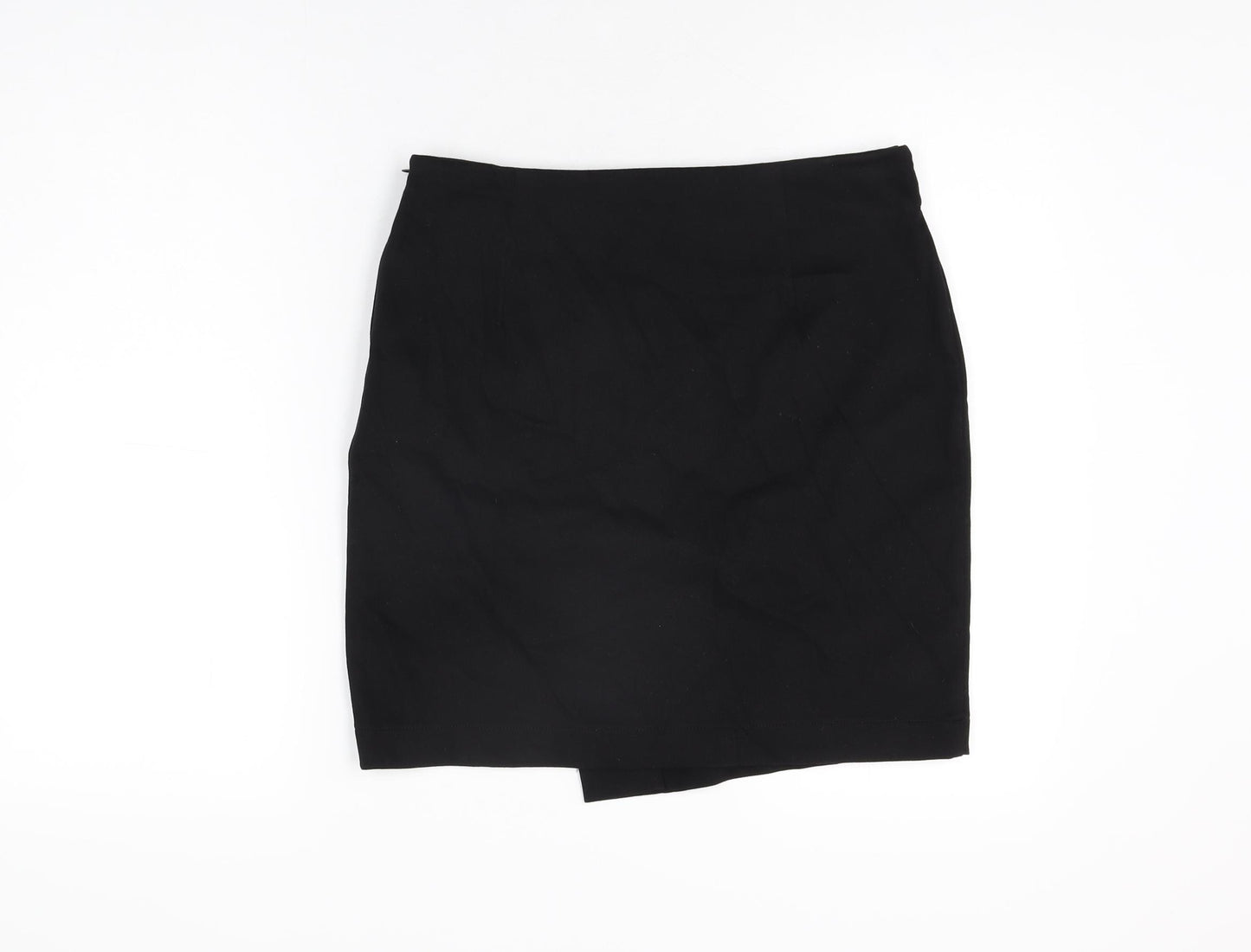 NEXT Womens Black Cotton Mini Skirt Size 12 Zip