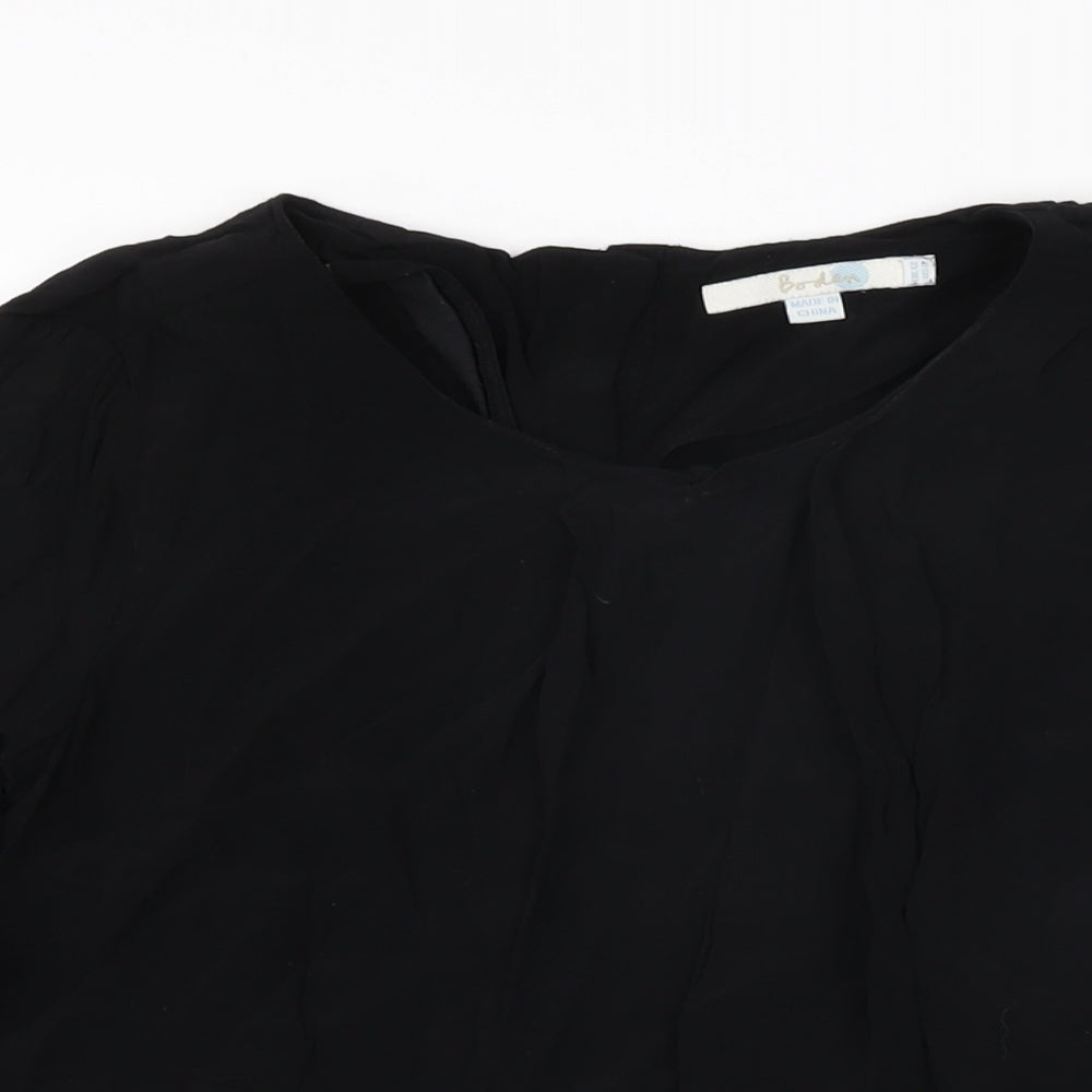 Boden Womens Black Viscose Basic T-Shirt Size 12 Round Neck