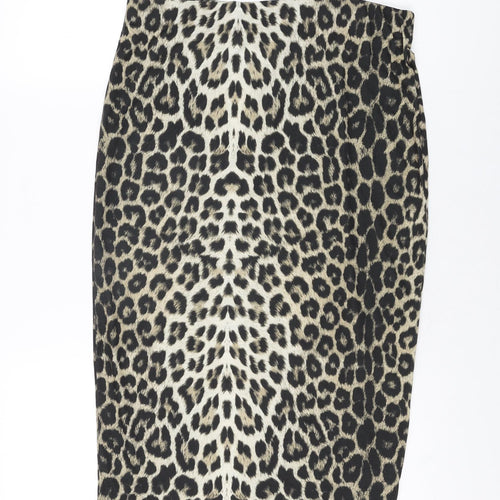 Dorothy Perkins Womens Beige Animal Print Polyester Straight & Pencil Skirt Size 12 - Leopard Print