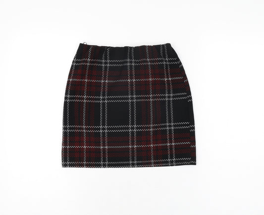 New Look Womens Black Plaid Polyester Mini Skirt Size 10