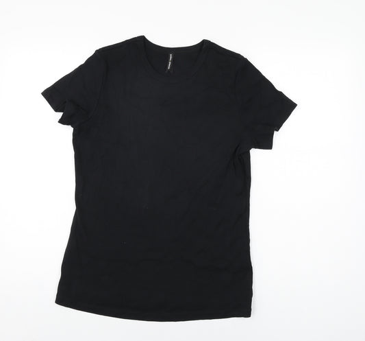 Marks and Spencer Womens Black Cotton Basic T-Shirt Size 18 Round Neck