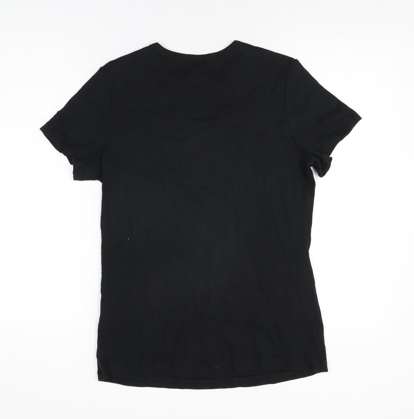 Marks and Spencer Womens Black Cotton Basic T-Shirt Size 18 Round Neck