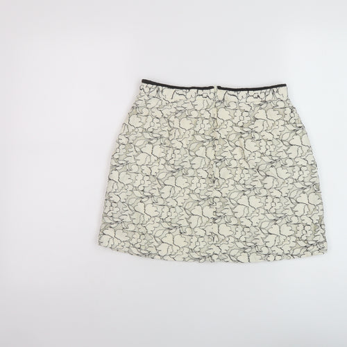 New Look Womens Ivory Cotton Mini Skirt Size 8 Zip