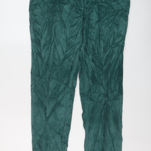 Casual Comfort Womens Green Cotton Trousers Size 16 L30 in Regular Button