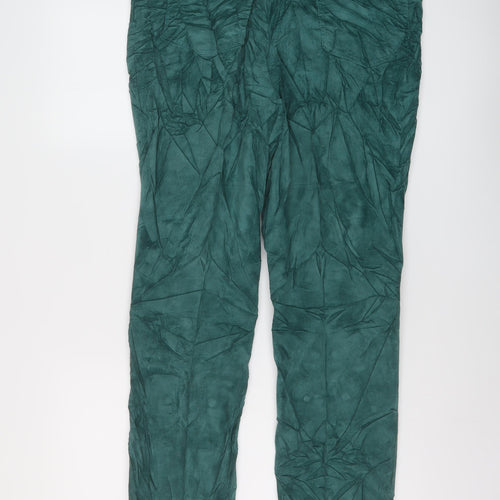 Casual Comfort Womens Green Cotton Trousers Size 16 L30 in Regular Button