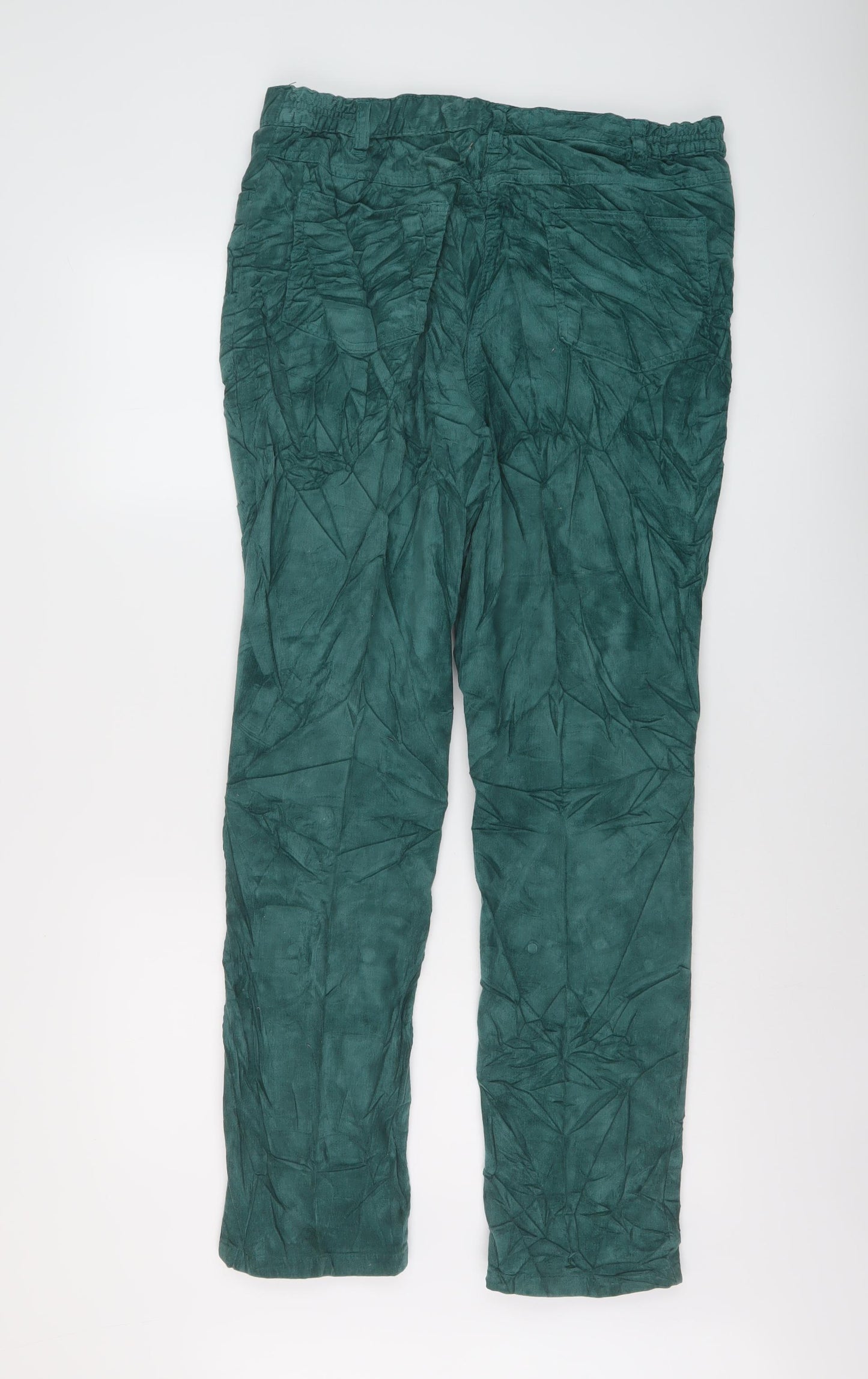 Casual Comfort Womens Green Cotton Trousers Size 16 L30 in Regular Button