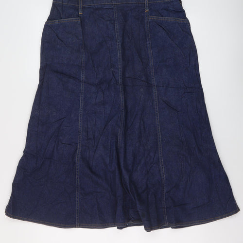 Country Collection Womens Blue Cotton A-Line Skirt Size 16 Zip