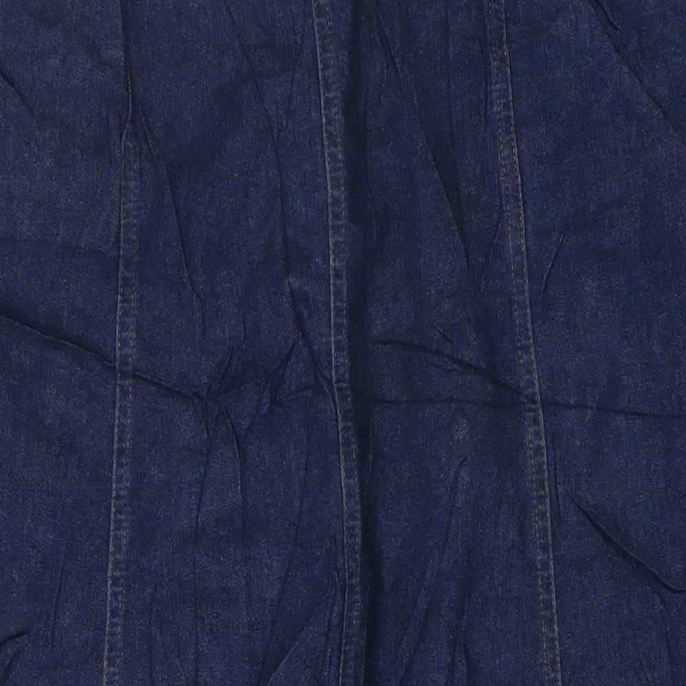 Country Collection Womens Blue Cotton A-Line Skirt Size 16 Zip