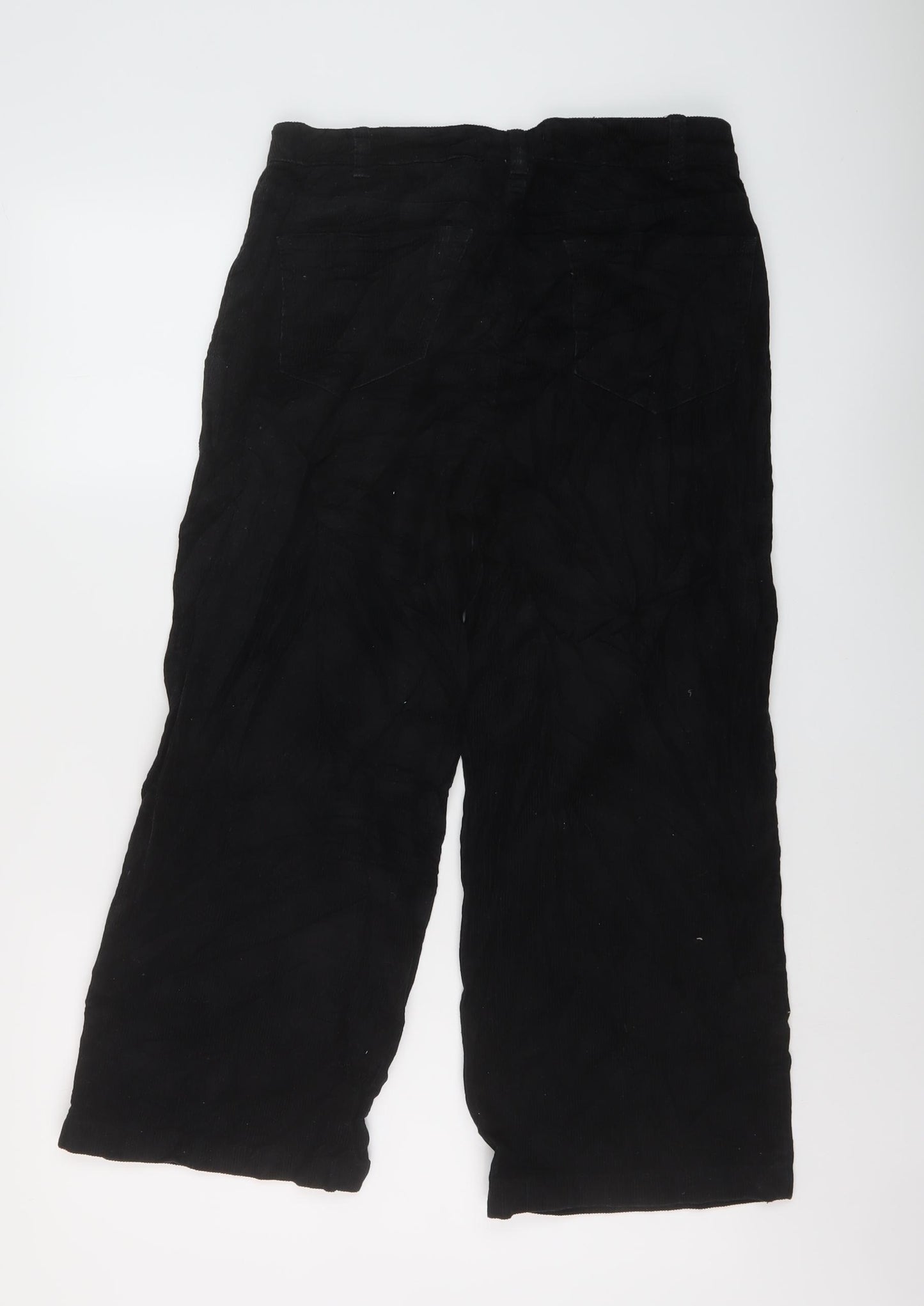 Denim & Co. Womens Black Cotton Trousers Size 10 L23 in Regular Button