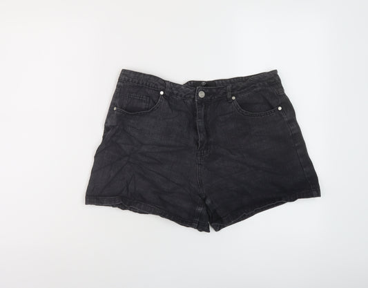 Missguided Womens Black Cotton Mom Shorts Size 12 L4 in Regular Button