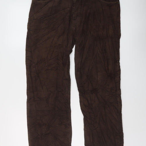 Blue Harbour Mens Brown Cotton Trousers Size 36 in L29 in Relaxed Button