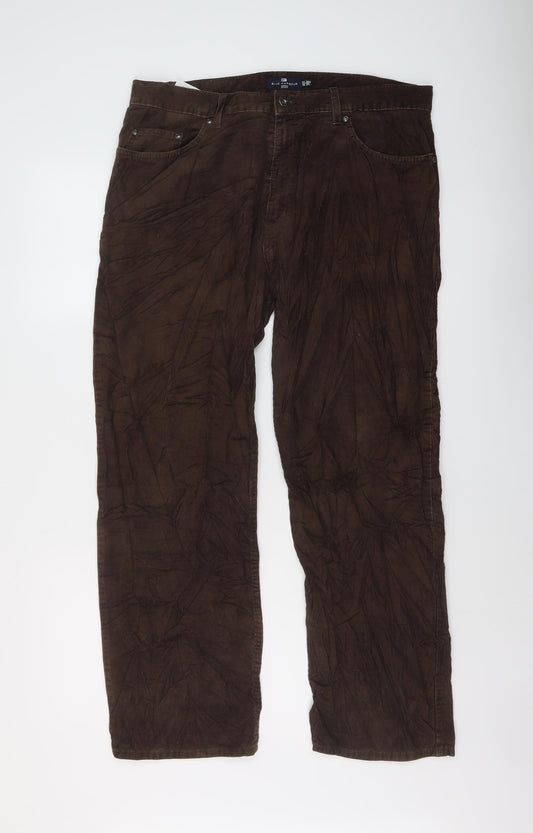 Blue Harbour Mens Brown Cotton Trousers Size 36 in L29 in Relaxed Button