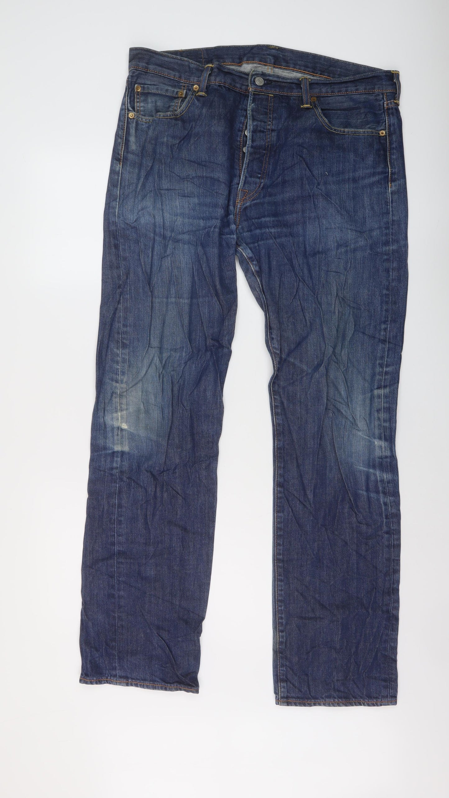 Levi's Mens Blue Cotton Straight Jeans Size 36 in L34 in Regular Button