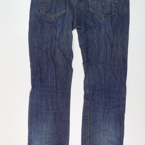 Levi's Mens Blue Cotton Straight Jeans Size 36 in L34 in Regular Button