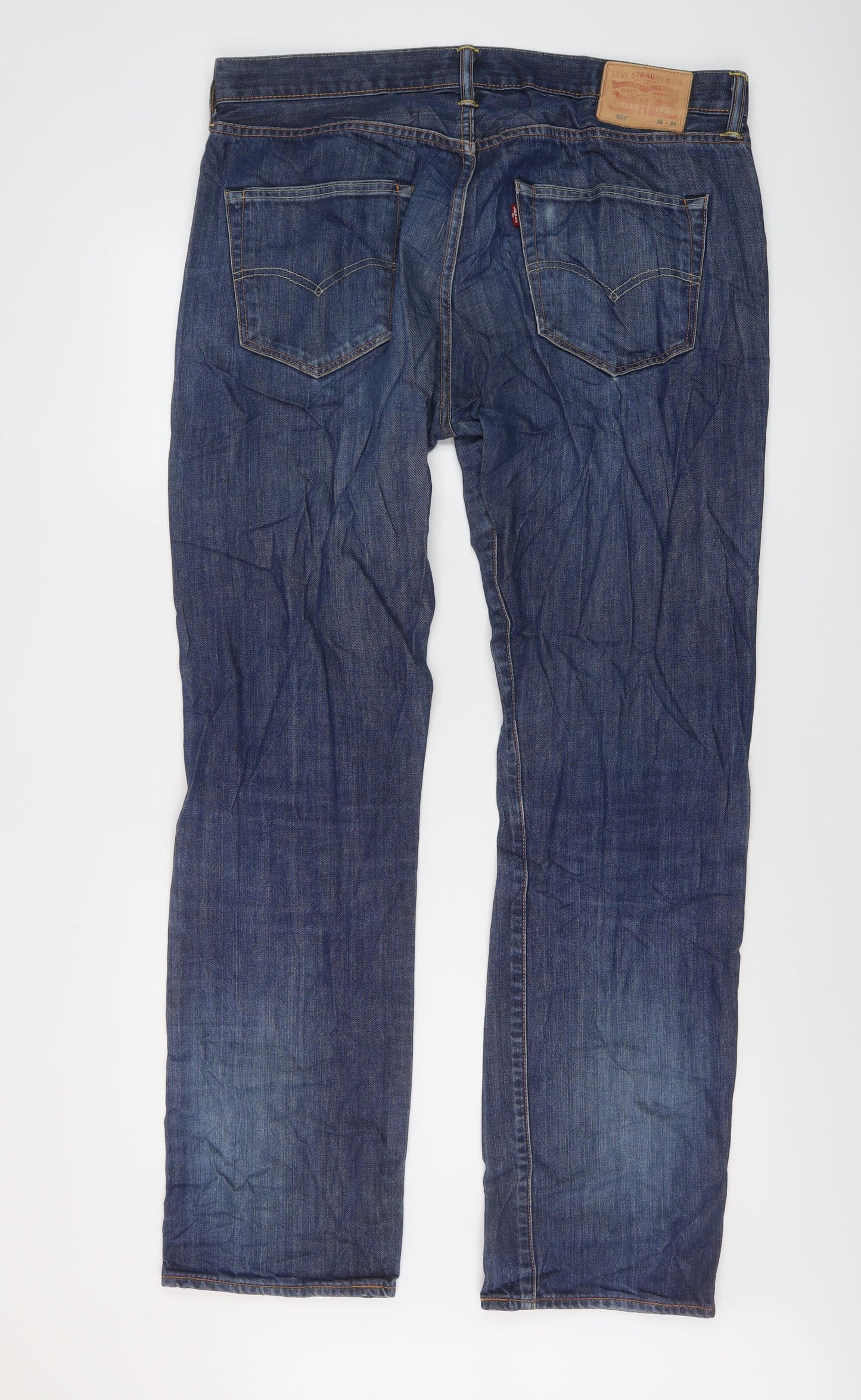 Levi's Mens Blue Cotton Straight Jeans Size 36 in L34 in Regular Button