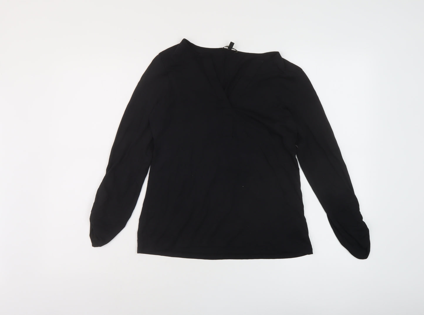 Massimo Dutti Womens Black Viscose Basic Blouse Size XS V-Neck