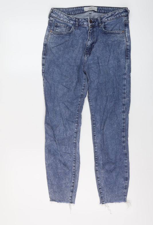 New Look Womens Blue Cotton Skinny Jeans Size 10 L24 in Regular Button