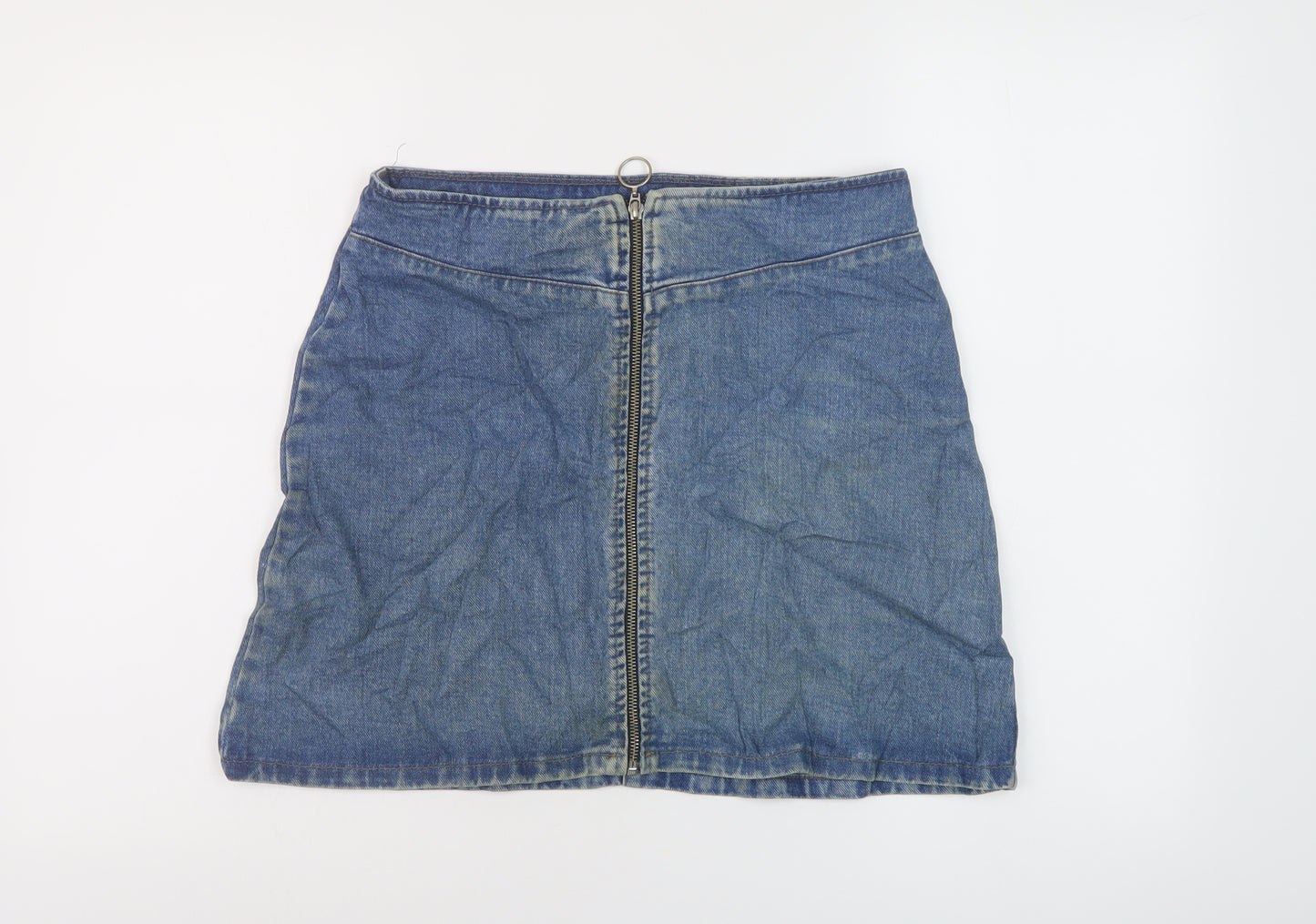 ASOS Womens Blue Cotton Mini Skirt Size 12 Zip