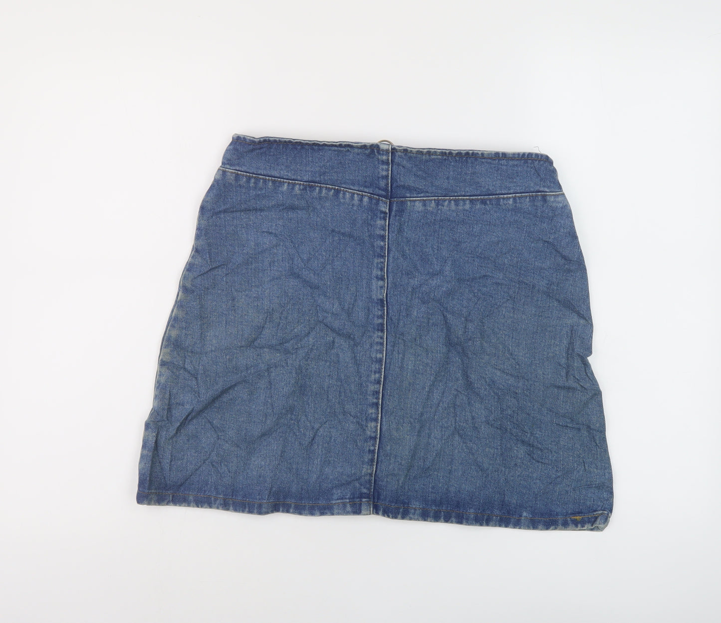 ASOS Womens Blue Cotton Mini Skirt Size 12 Zip