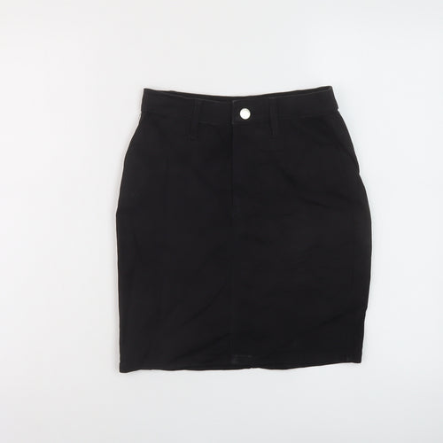 Topshop Womens Black Cotton Mini Skirt Size 8 Button