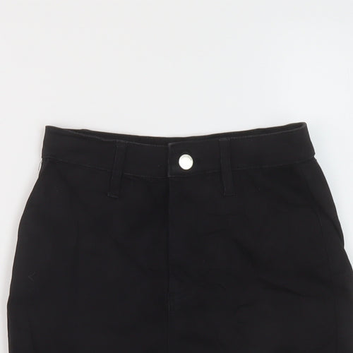 Topshop Womens Black Cotton Mini Skirt Size 8 Button