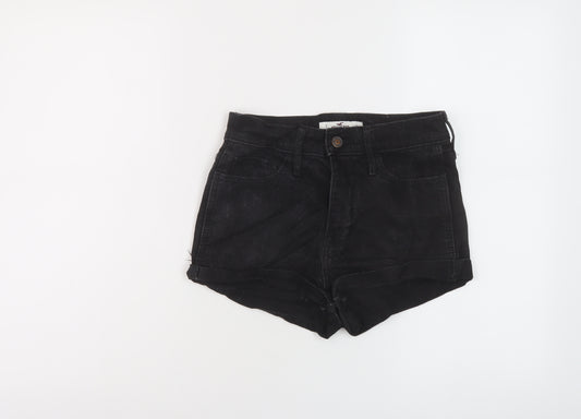 Hollister Womens Black Cotton Hot Pants Shorts Size 26 in L3 in Regular Button