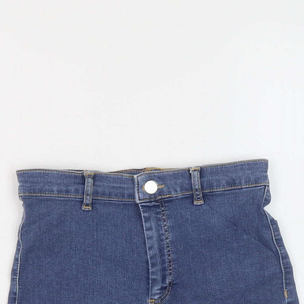 Topshop Womens Blue Cotton Hot Pants Shorts Size 10 L3 in Regular Button