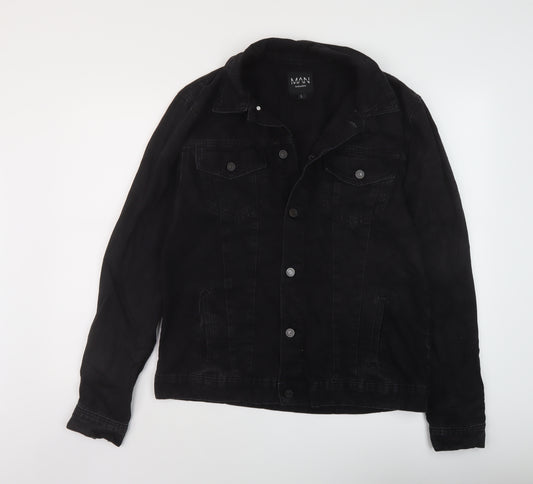 Boohoo Mens Black Jacket Size L Button