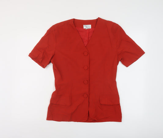 New Look Womens Red Polyester Basic Blouse Size 10 V-Neck