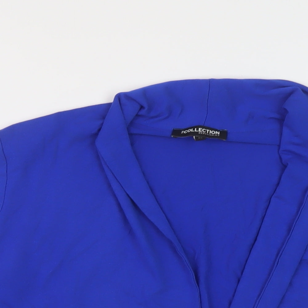 Debenhams Womens Blue Viscose Wrap Blouse Size 12 V-Neck