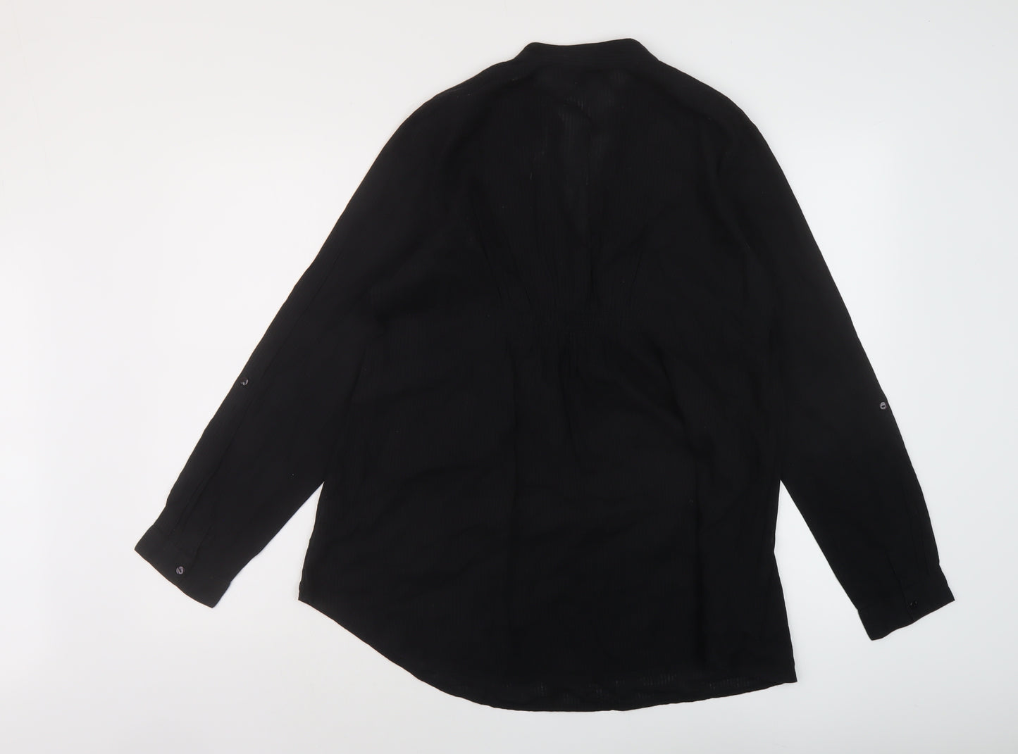 Ellie Louise Womens Black Cotton Basic Blouse Size 12 V-Neck