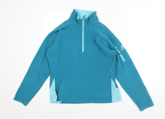 Mountain Equipment Womens Blue Colourblock Polyester Pullover Sweatshirt Size 12 Zip - Logo