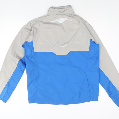 Pearl Izumi Mens Blue Geometric Jacket Size XL Zip - Logo Colourblock Reflective Detail