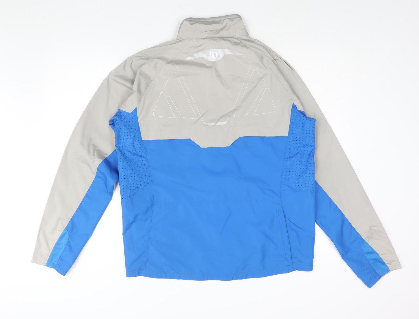 Pearl Izumi Mens Blue Geometric Jacket Size XL Zip - Logo Colourblock Reflective Detail